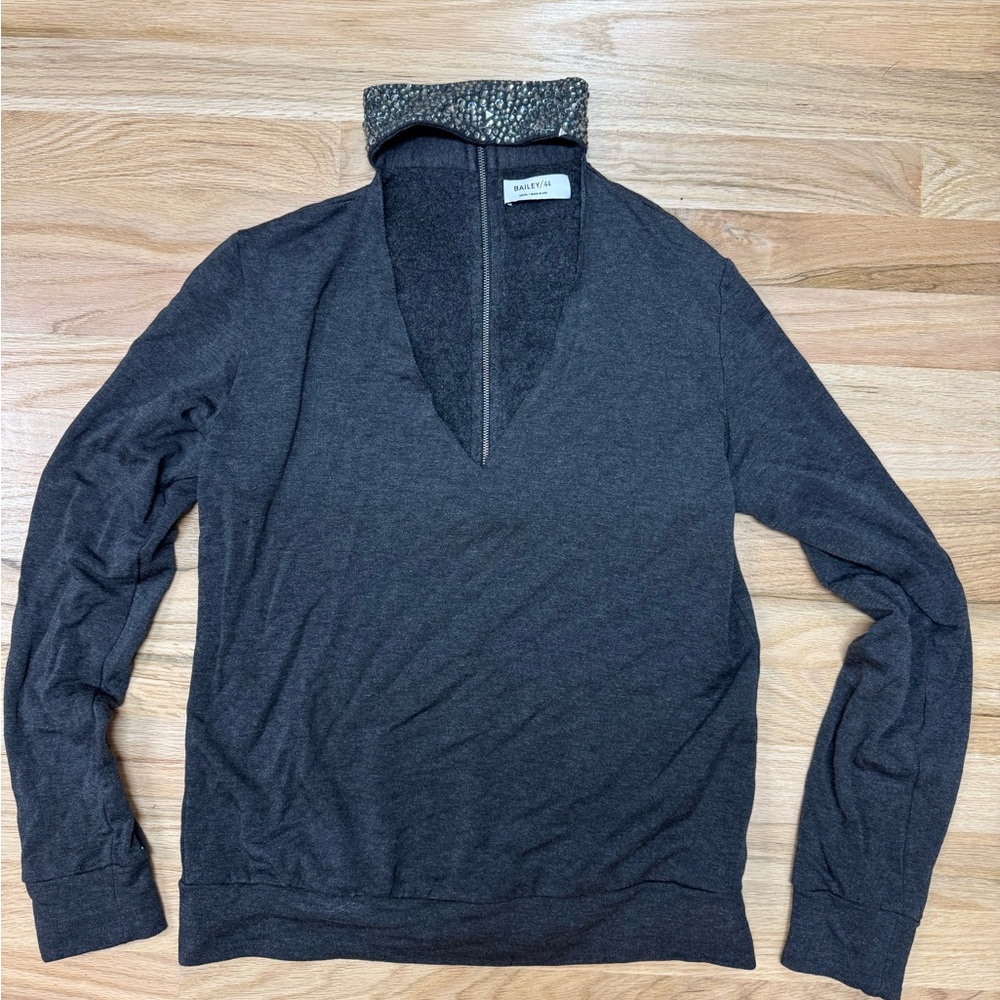 Bailey 44 Grey Crystal Choker Sweatshirt